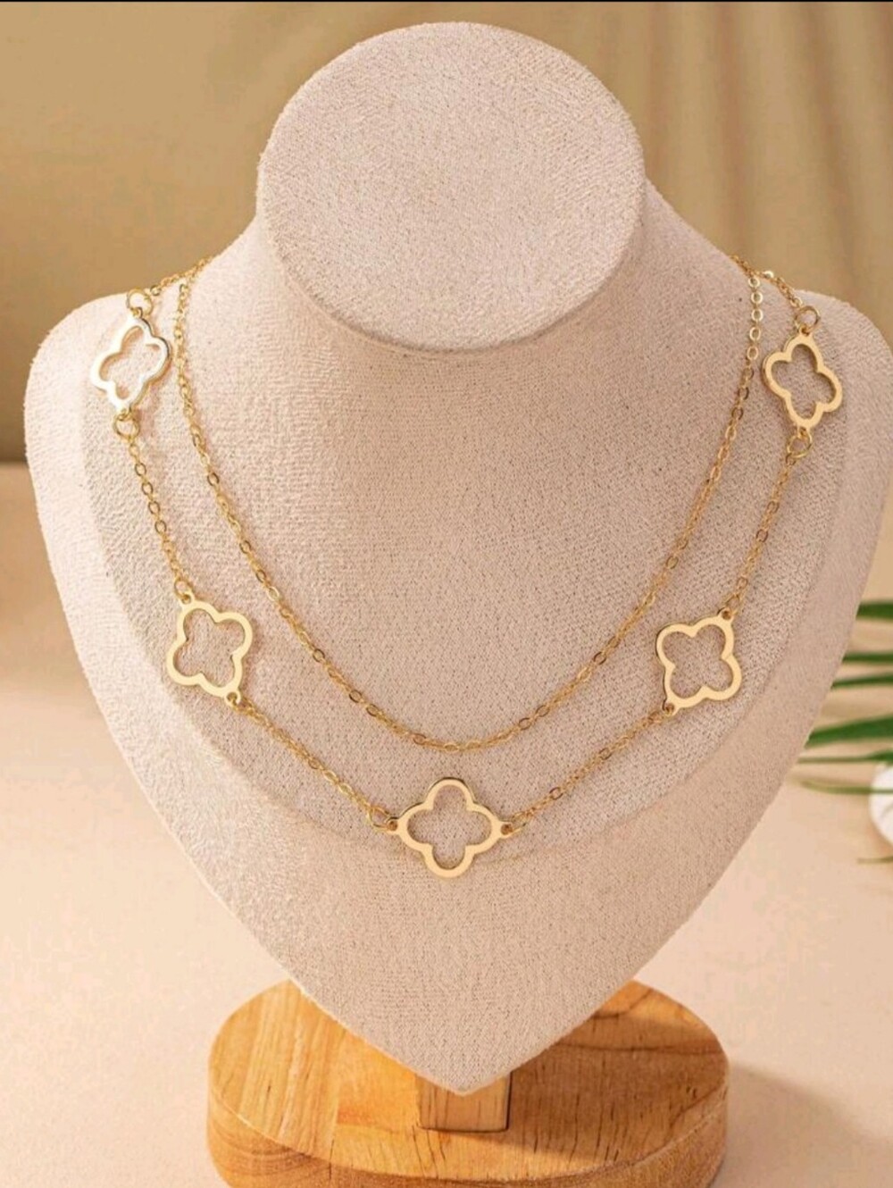 Anthropologie Dainty Layered Clover Pendant Necklace